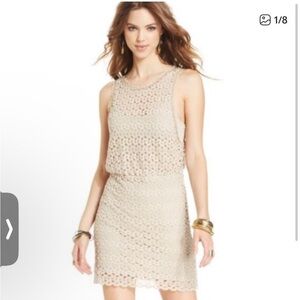 Free People Beige Crochet Overlay
Sleeveless Cutout Dress boho indie XS-SM